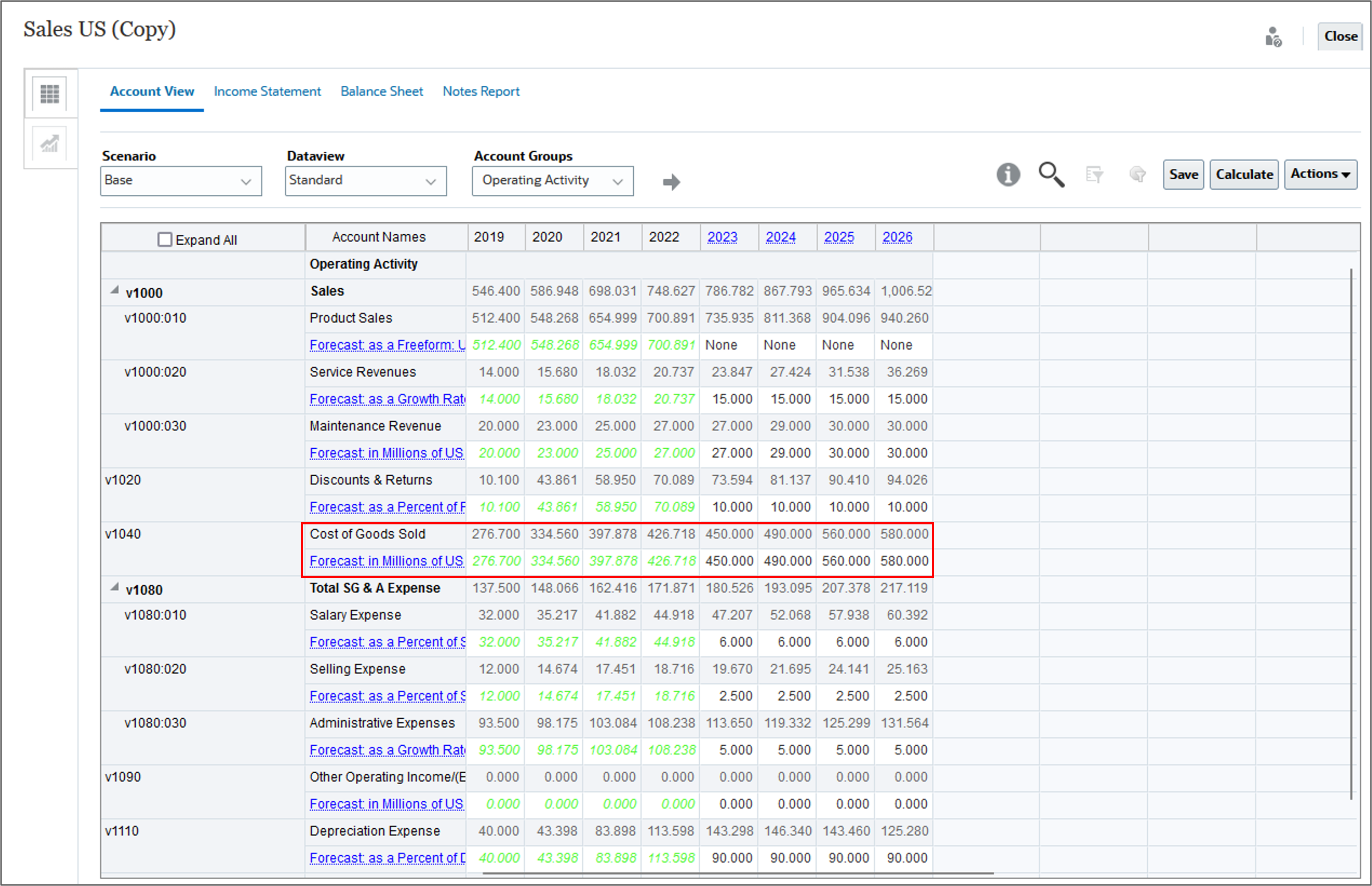 Verify changes in Account View